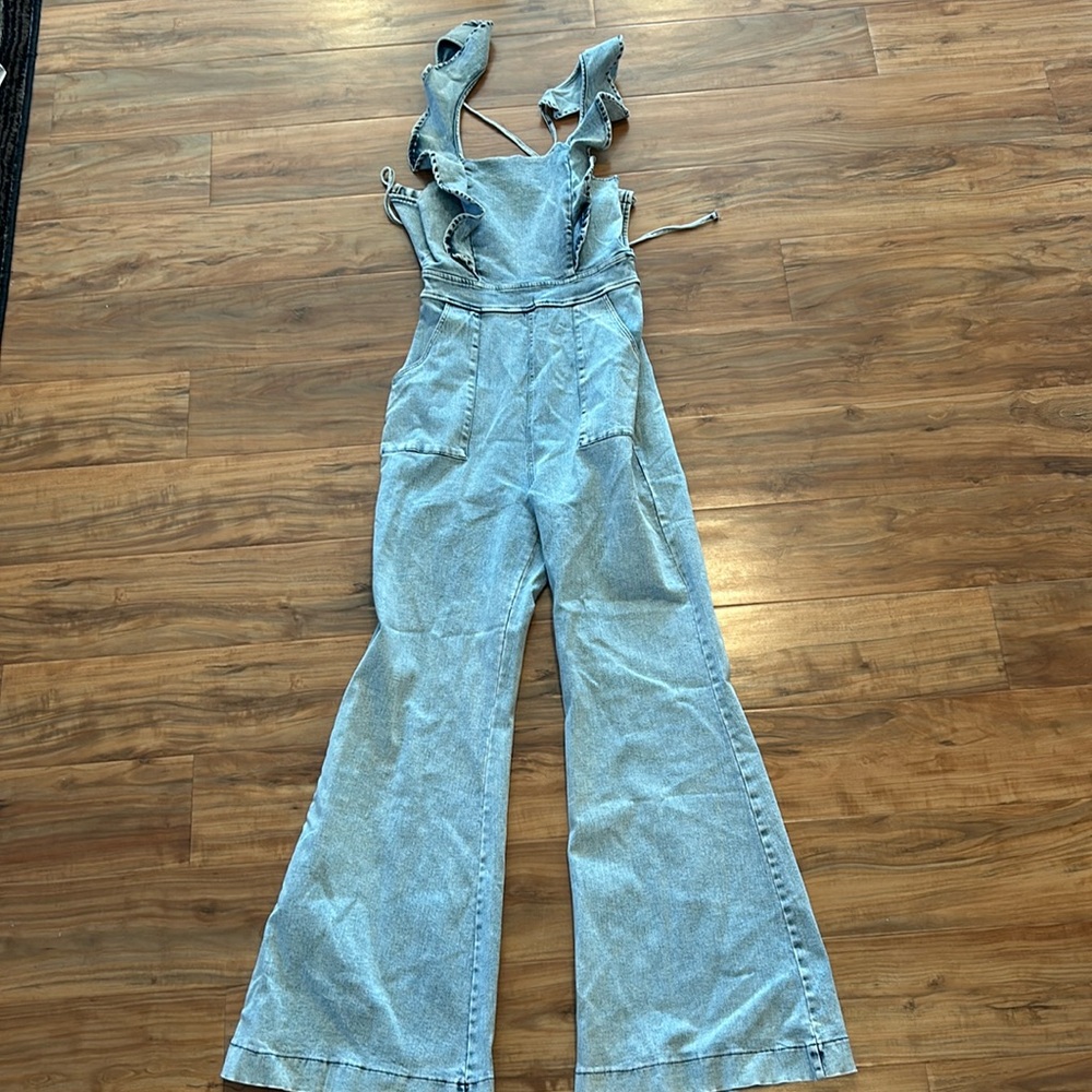 Angel Biba Light Blue Denim Jumpsuit